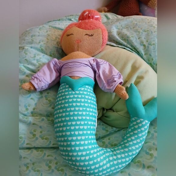 Pillowfort Knit Mermaid Plush 16” Decorative Pillow Toy Doll Kids Room Decor - Picture 1 of 8